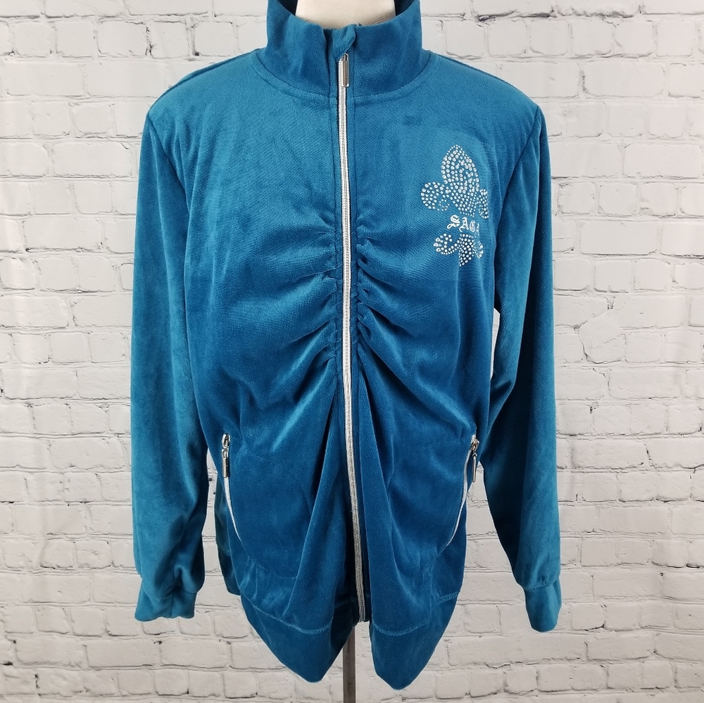 SAGA COUTURE | velour full zip track jacket
